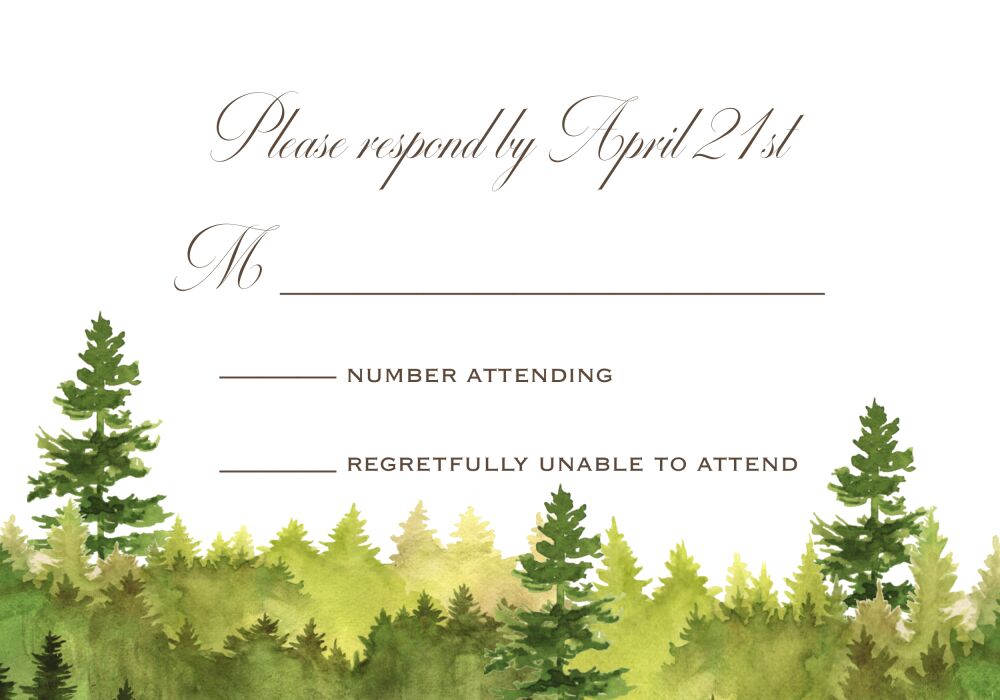 Watercolor Forest Reply Postcard