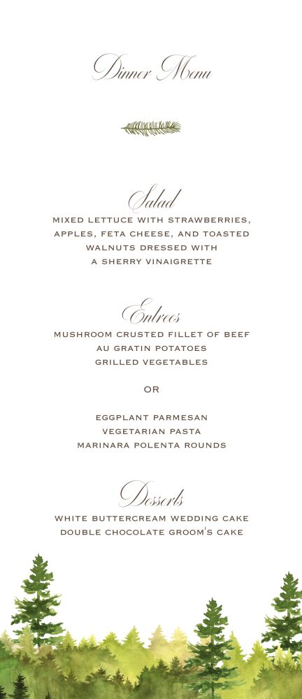 Watercolor Forest Menu