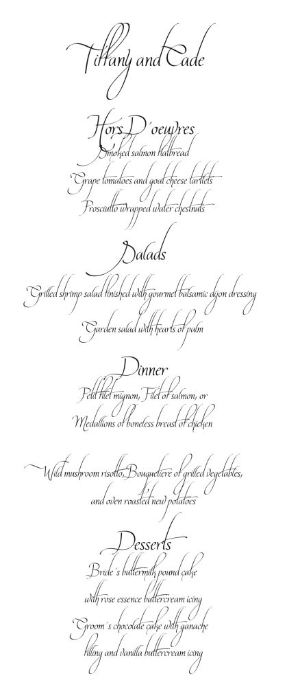 Calligraphy Wedding Menu