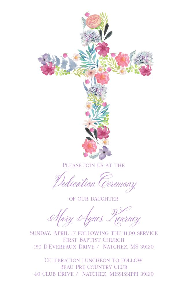 Floral Cross Invitation