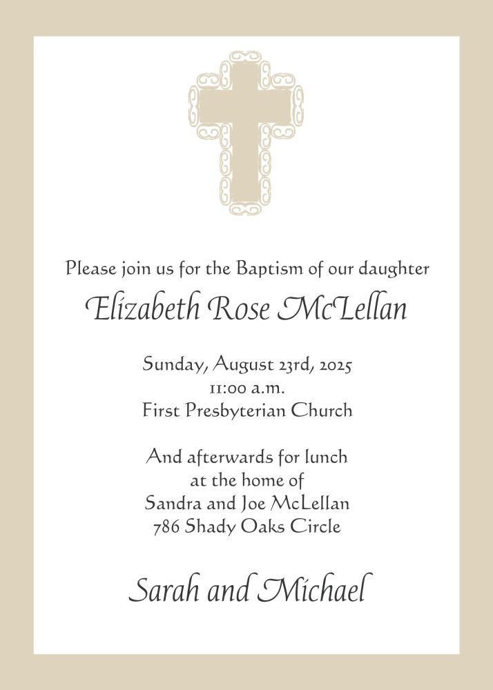 Beige Baptism Invitation