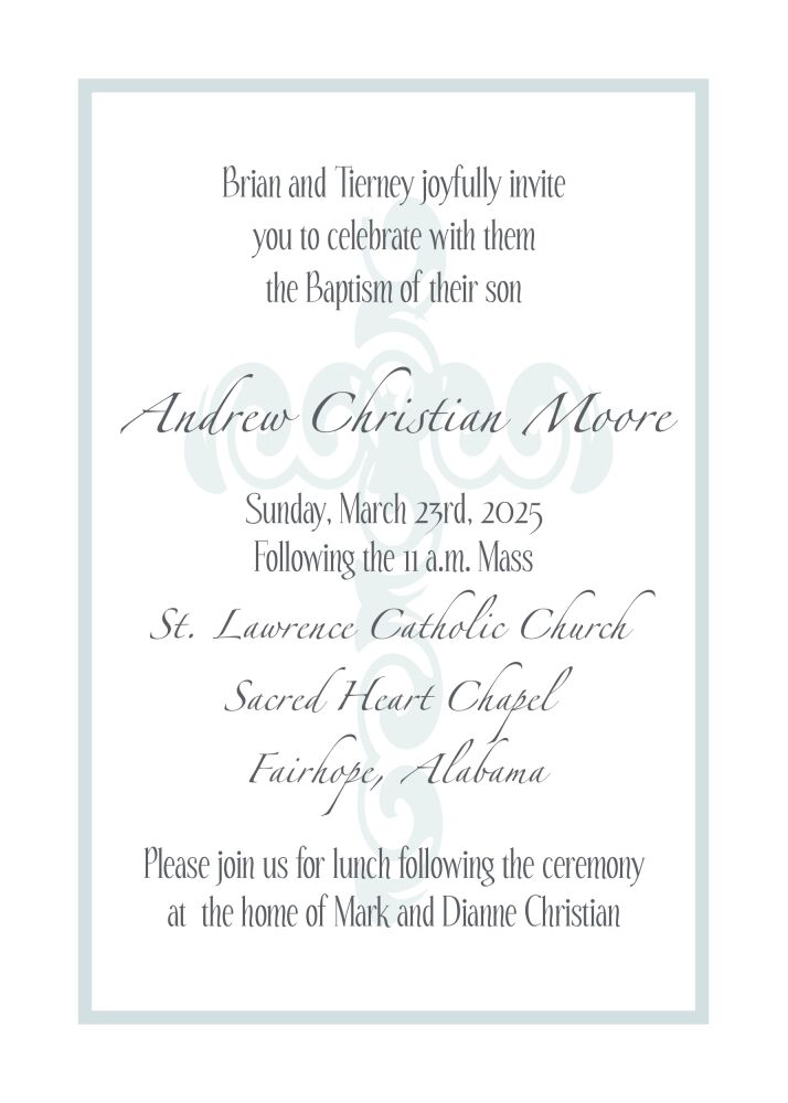 Decorative Cross Background Baptism Invitation