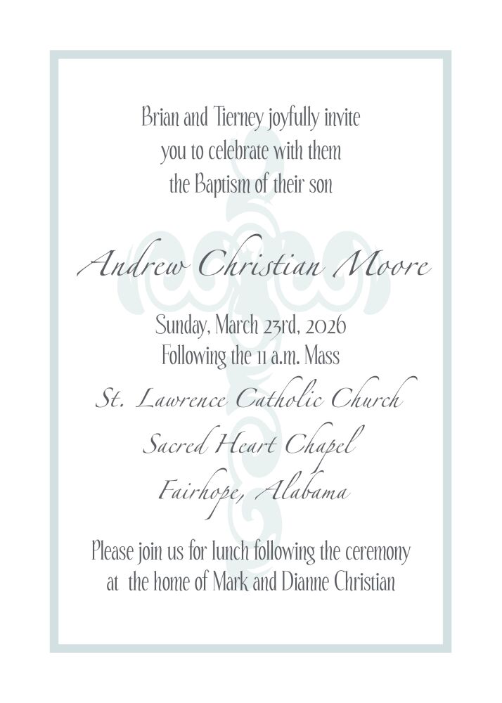 Decorative Cross Background Baptism Invitation