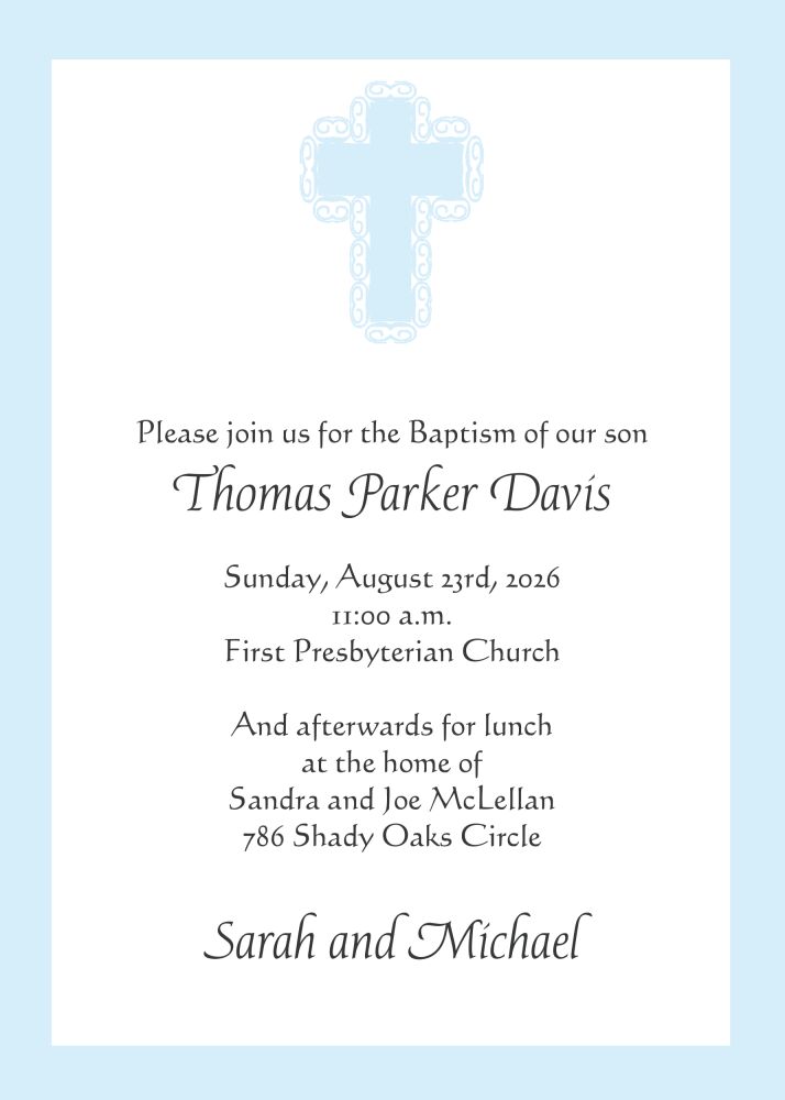 Blue Baptism Invitation