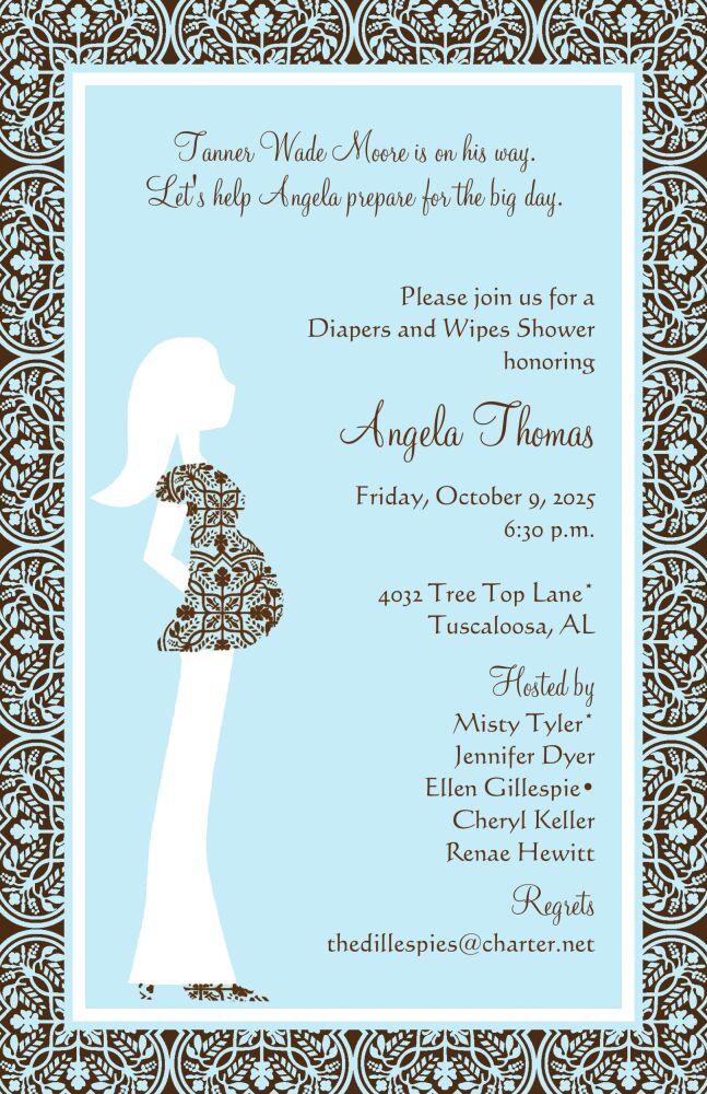 Blue Pregnant Lady Invitation