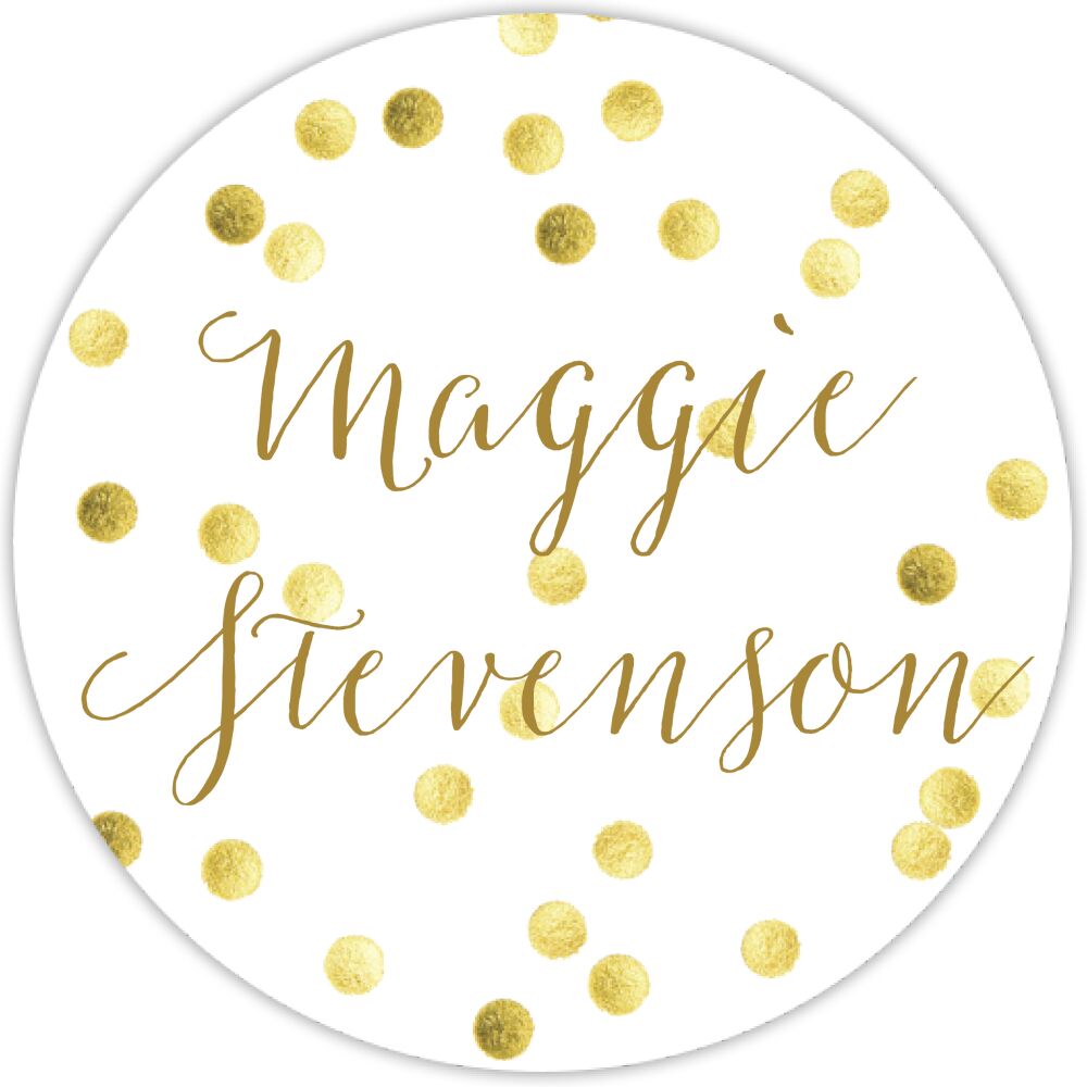 Gold Sparkly Polka Dot Water-Resistant Label