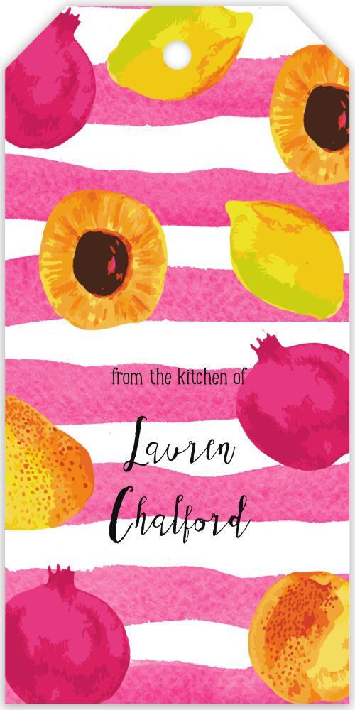 Watercolor Fruit And Stripes Hanging Gift Tag