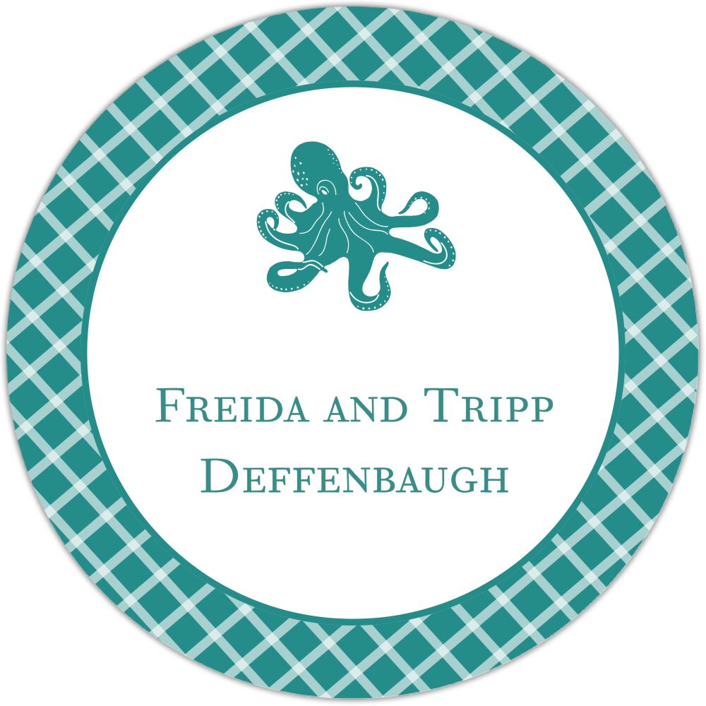 Octopus Checkered Circle Gift Sticker