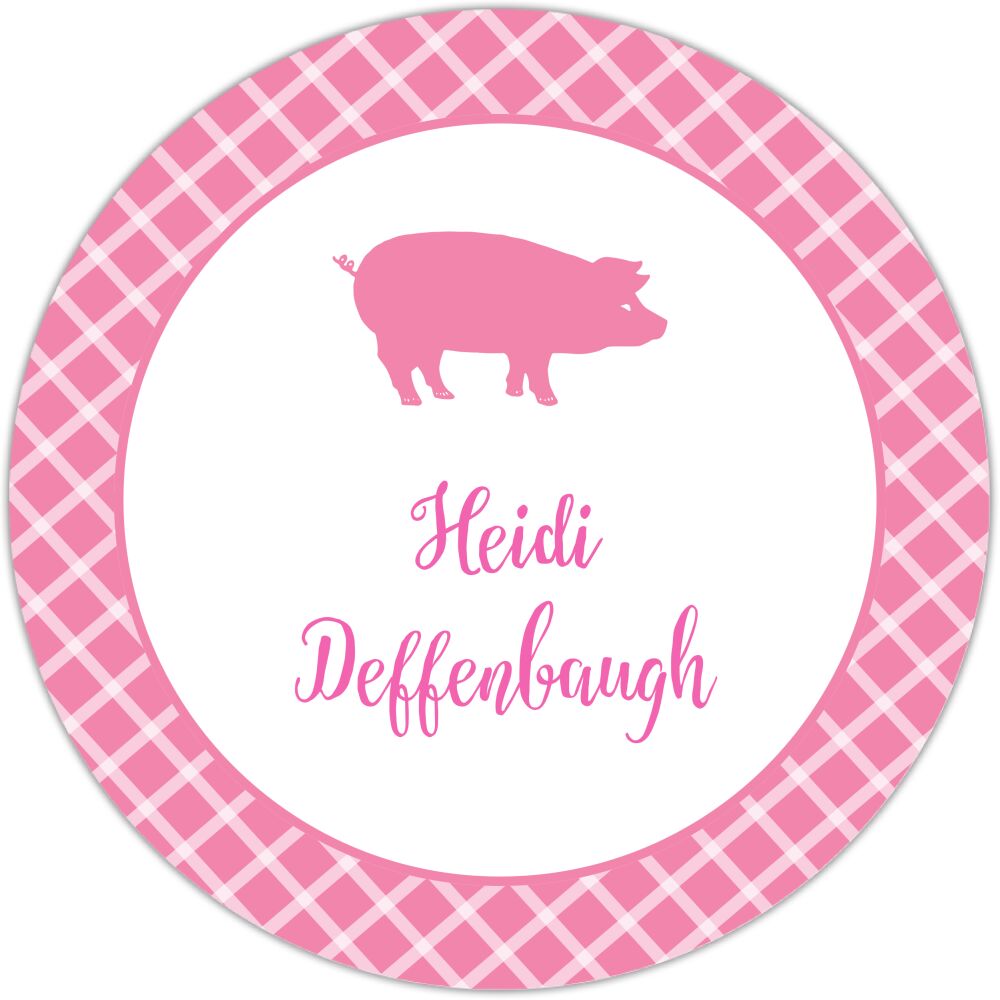 Pig Checkered Circle Gift Sticker