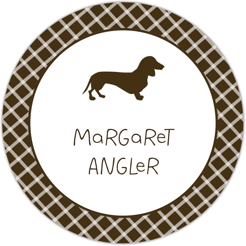 Dachshund Checkered Circle Gift Sticker