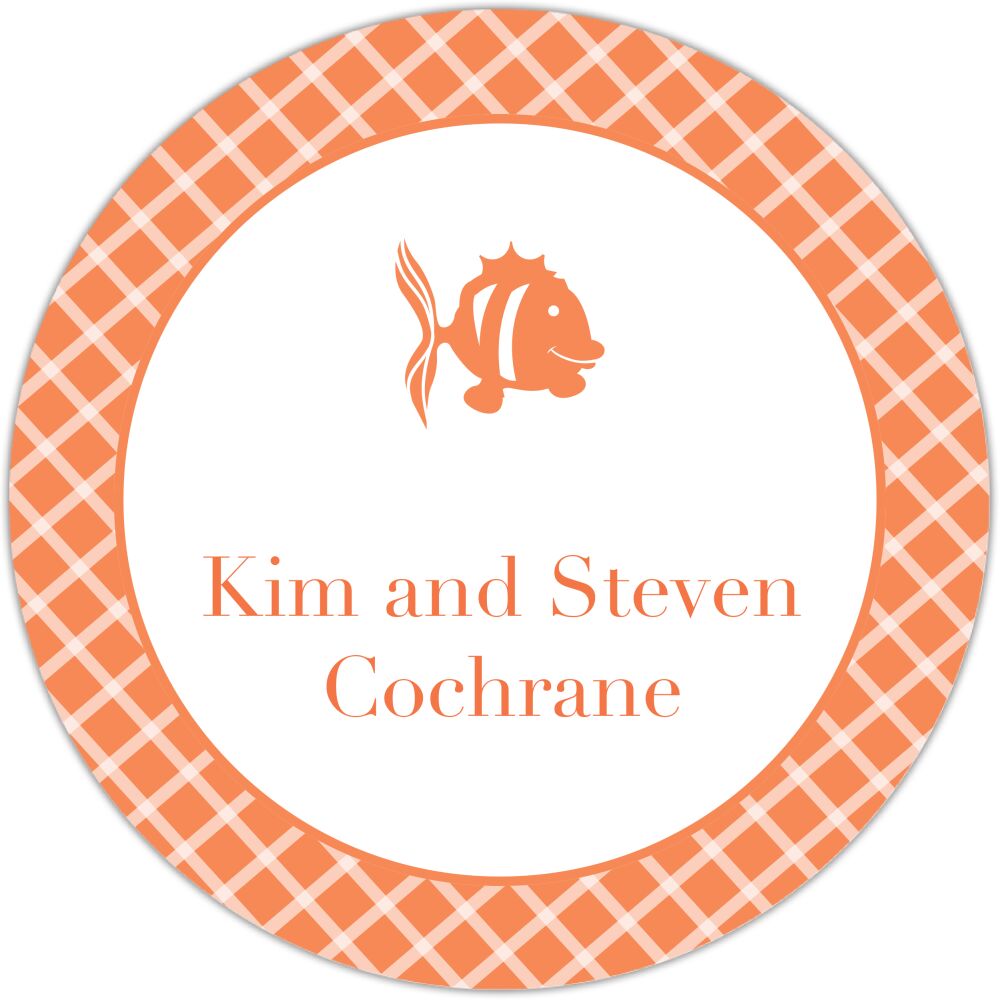 Fish Checkered Circle Gift Sticker