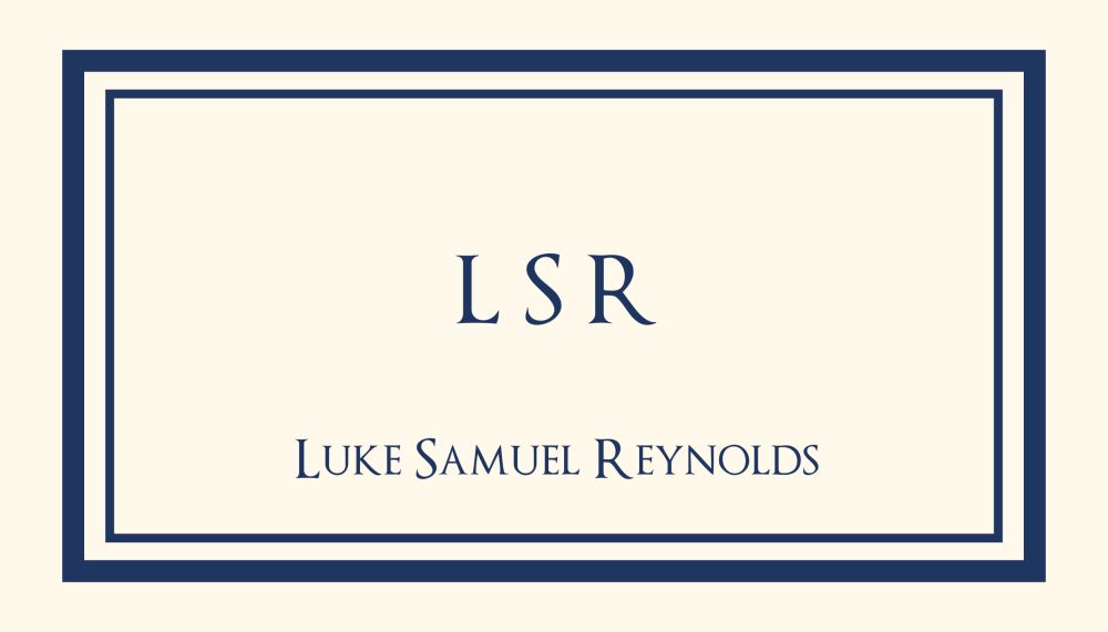 Simple Navy Frame Ivory Monogrammed Enclosure Card