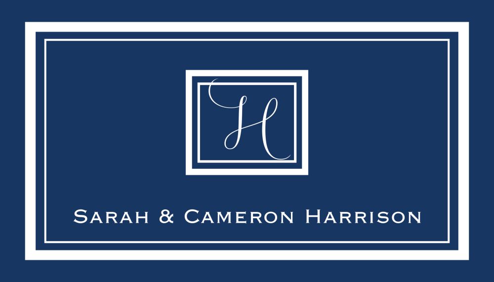Simple Frame Navy Initial Enclosure Card