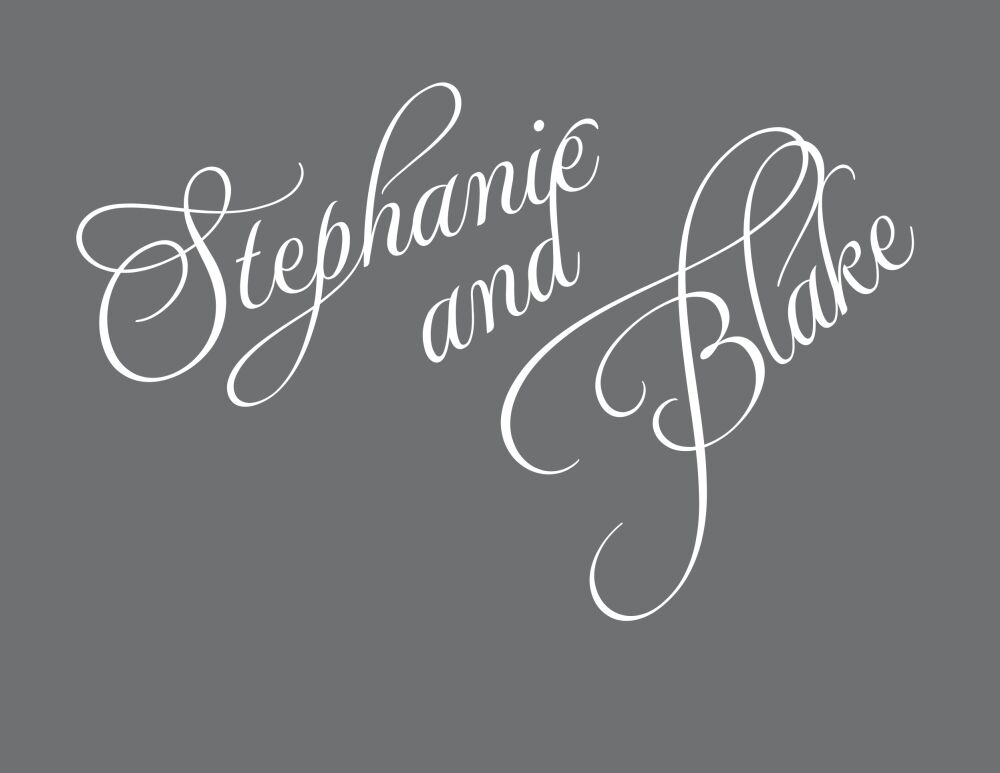 Grey Calligraphic Names Notecard