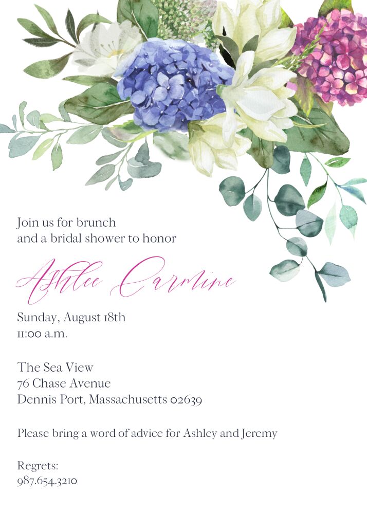 Hydrangea Mix Bouquet Invitation