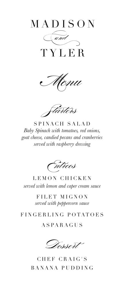 Uttermost Menu