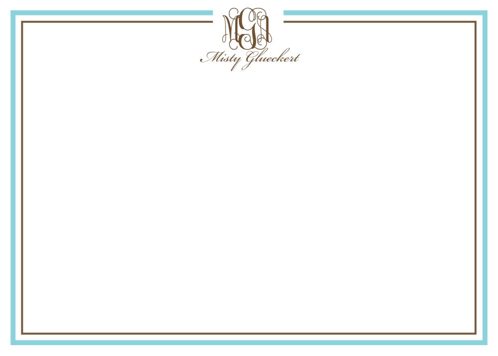 Aqua and Brown Simple Flat Notecard