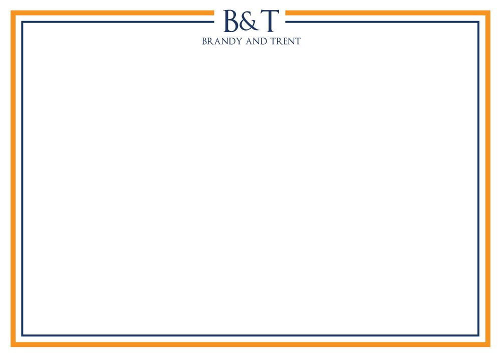 Orange and Navy Simple Flat Notecard