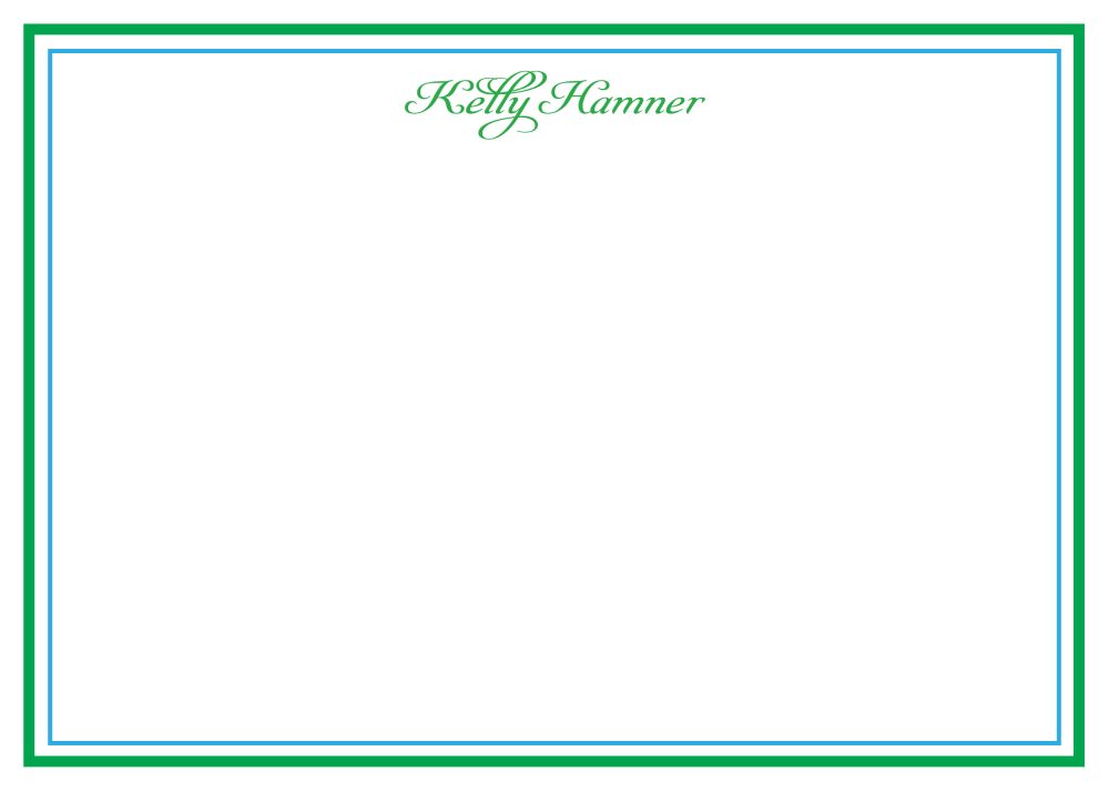Simple Green and Blue Bordered Flat Notecard