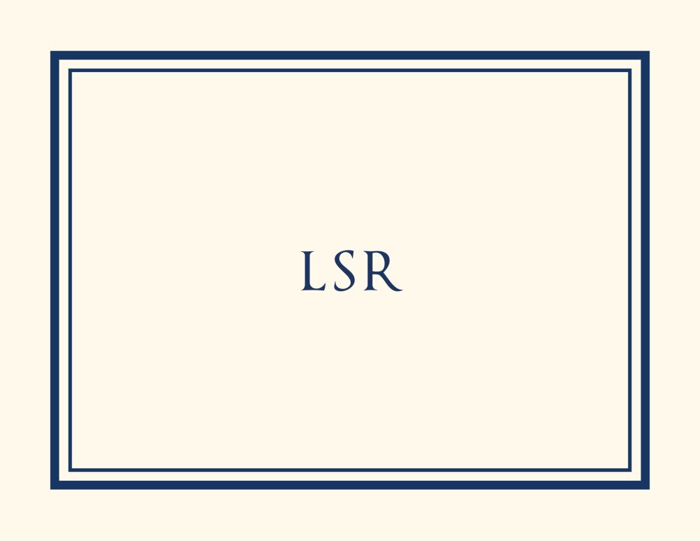Simple Navy Frame Ivory Folded Note