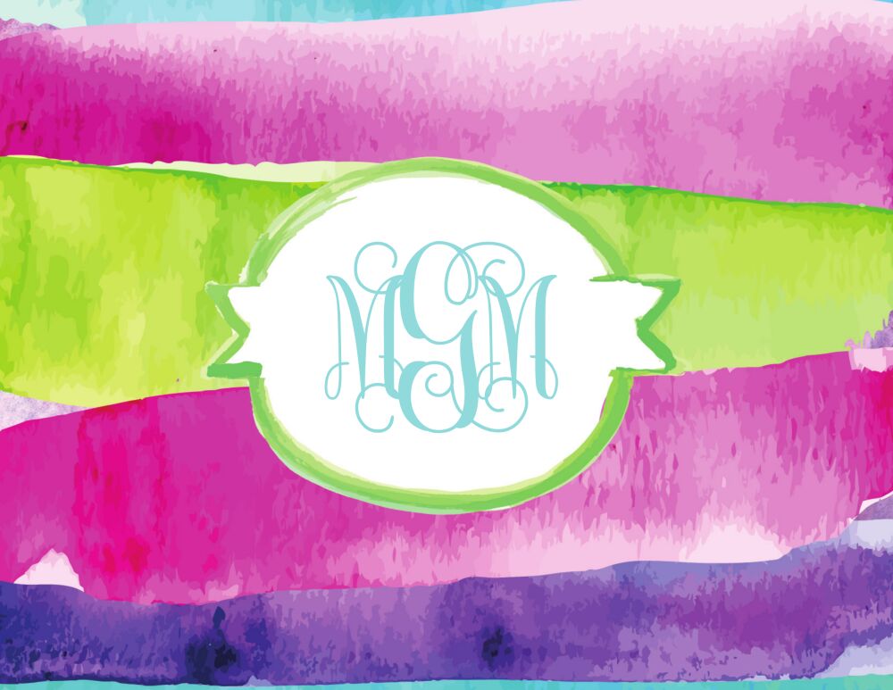 Watercolor Stripes Folded Note