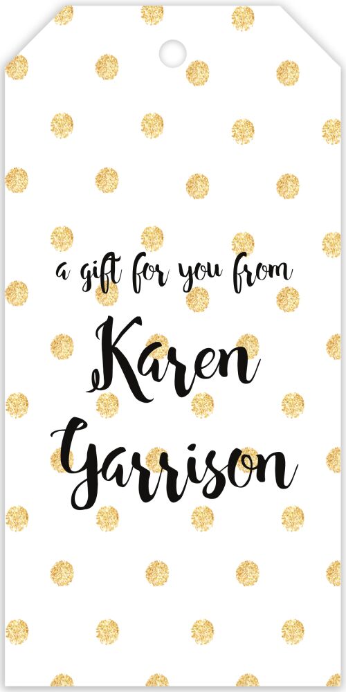 Glittery Gold Polka Dots Hanging Gift Tag