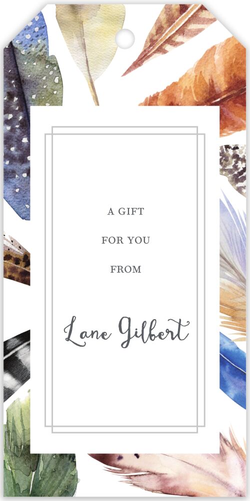 Watercolor Feathers Hanging Gift Tag