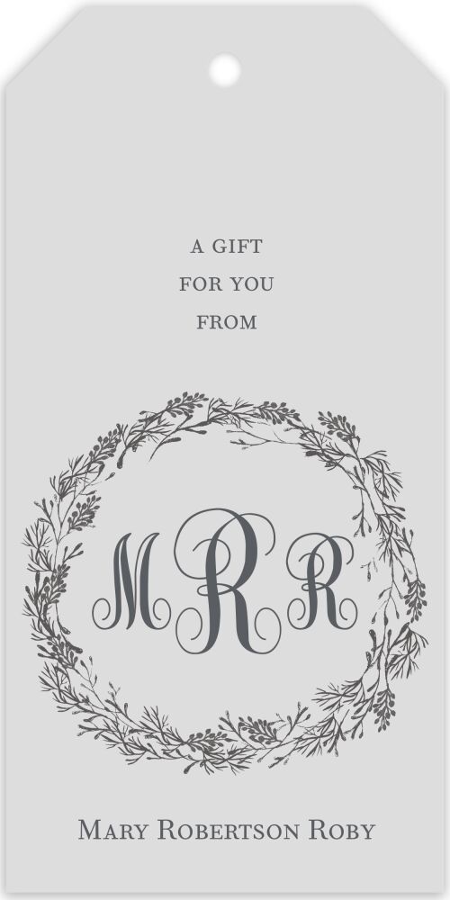 Gray Hanging Gift Tag With Gray Wreath