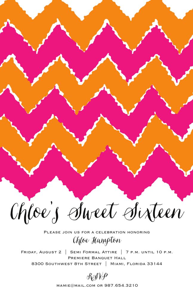 Orange and Pink Chevron Invitation
