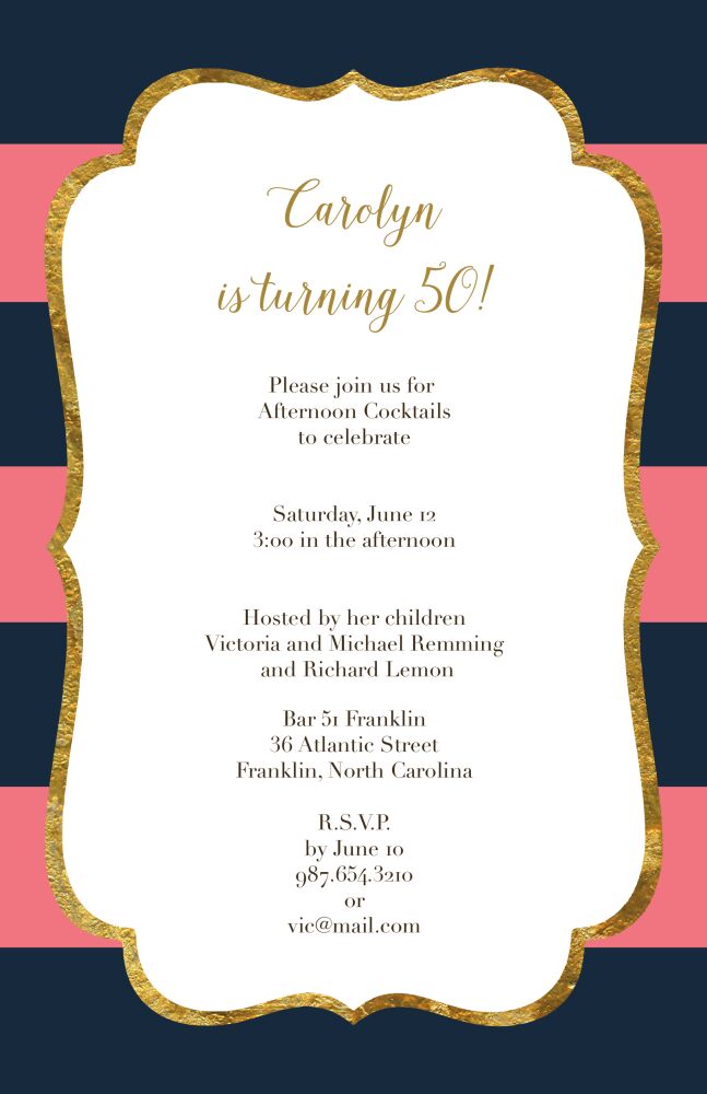 Glitter frame elegant stripes Invitation