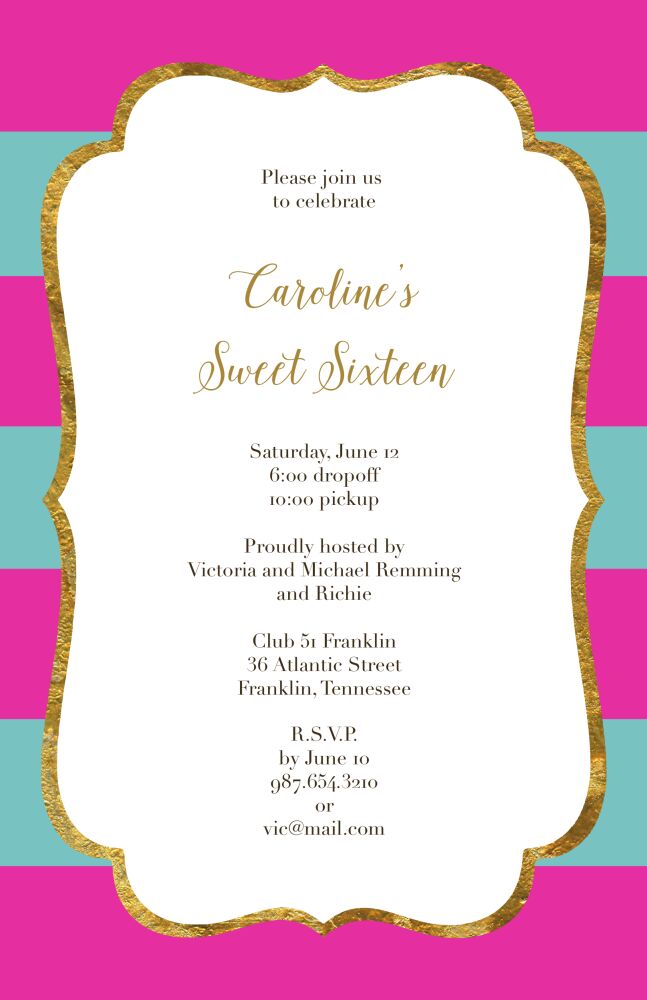Glitter frame elegant stripes Invitation