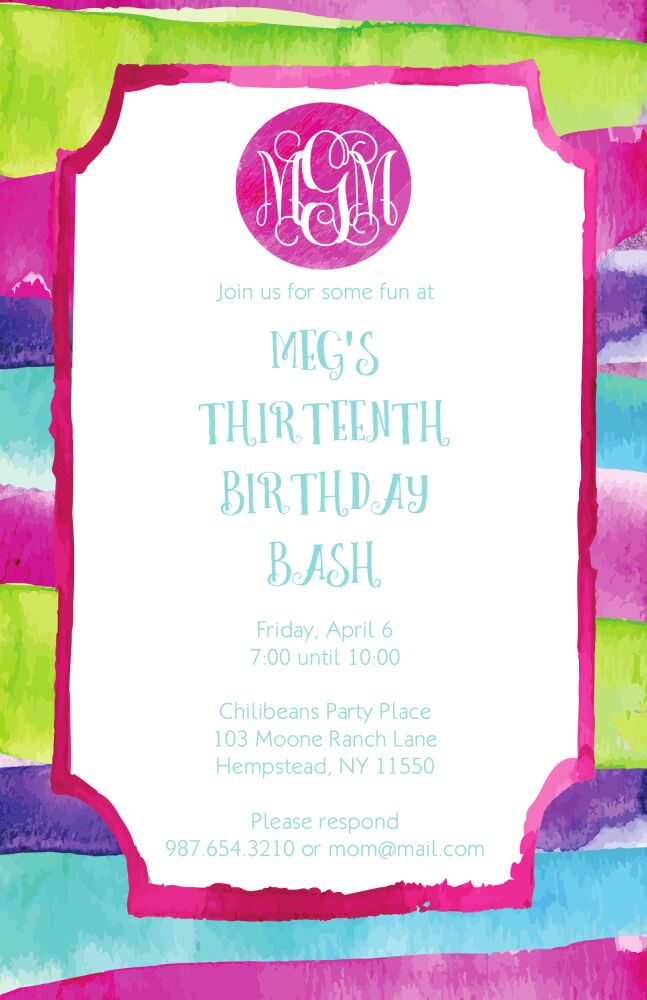 Watercolor Stripes Invitation