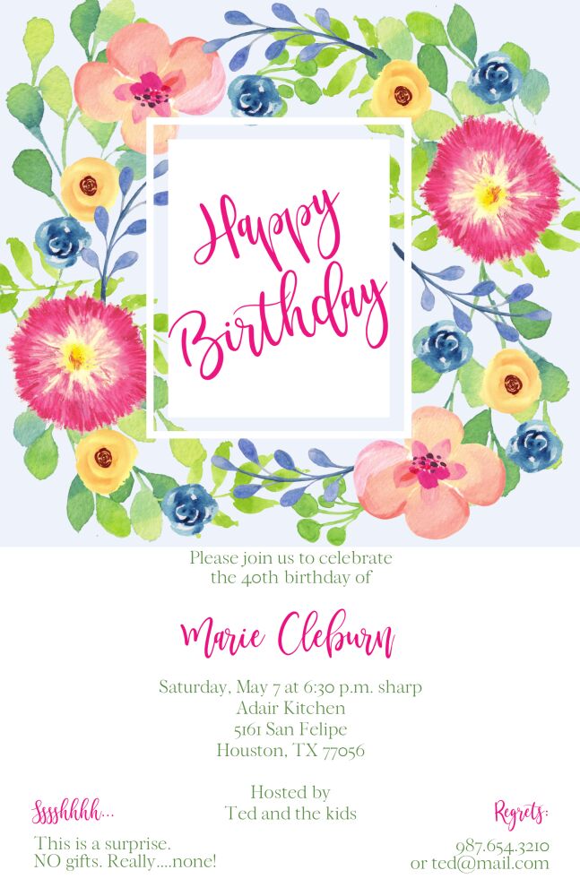 Happy Birthday Wreath Invitation