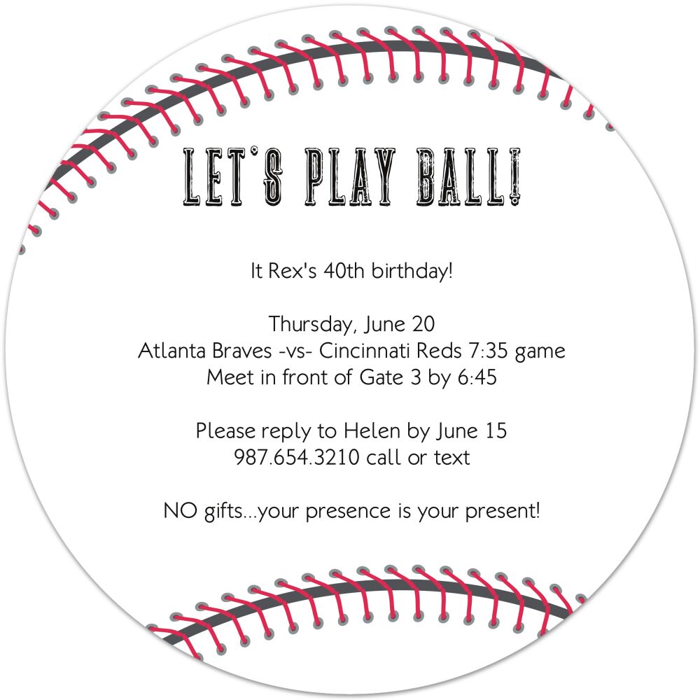 Baseball Round Invitation