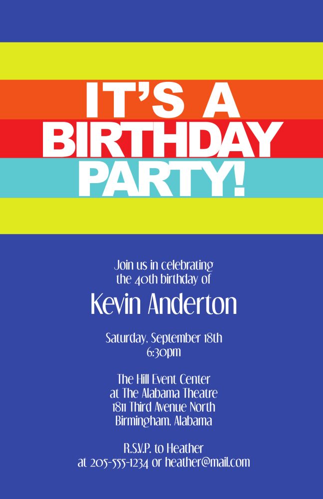 Bright stripes birthday invitation