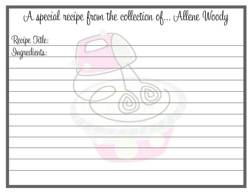 Mixer Recipe Card