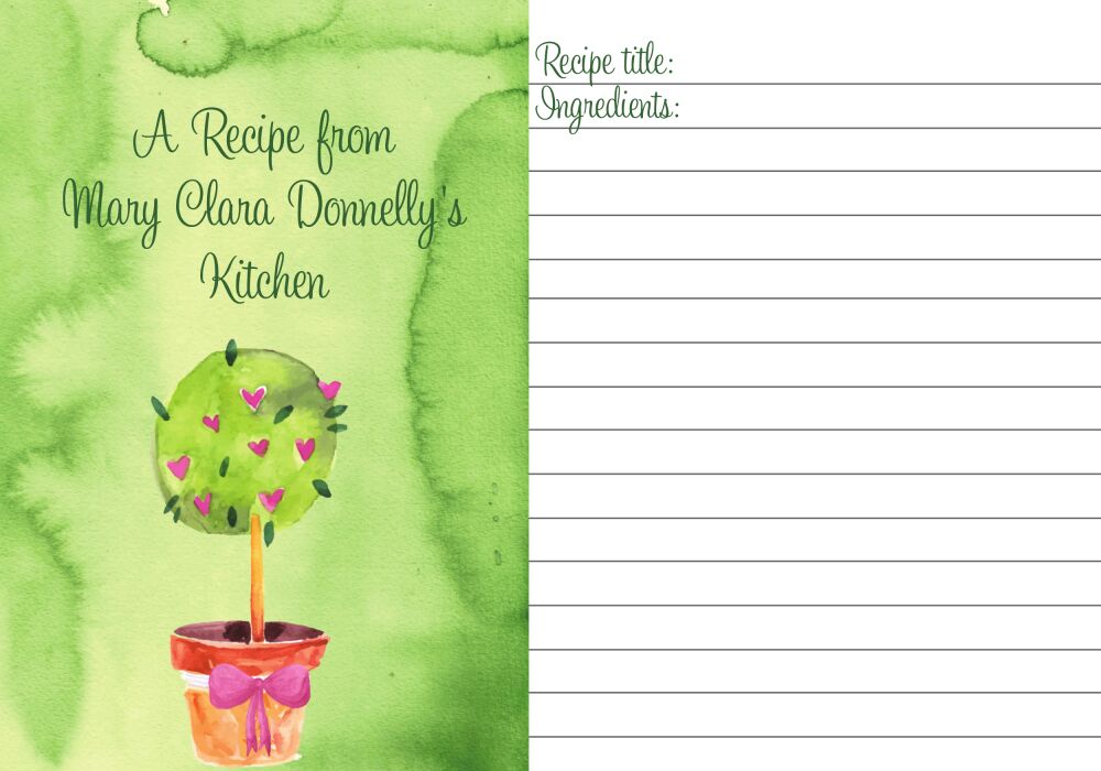Watercolor Topiary Recipe Card