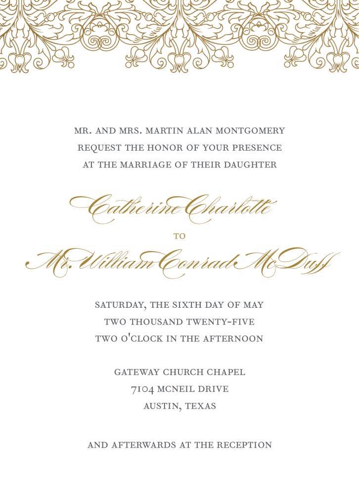 Gilded Lace Foil-Pressed Invitation