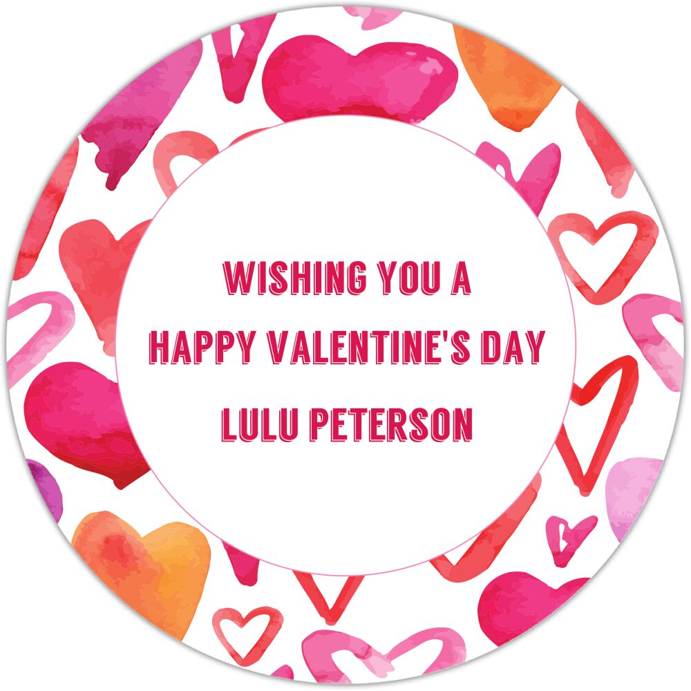 Watercolor Hearts Valentine Gift Sticker
