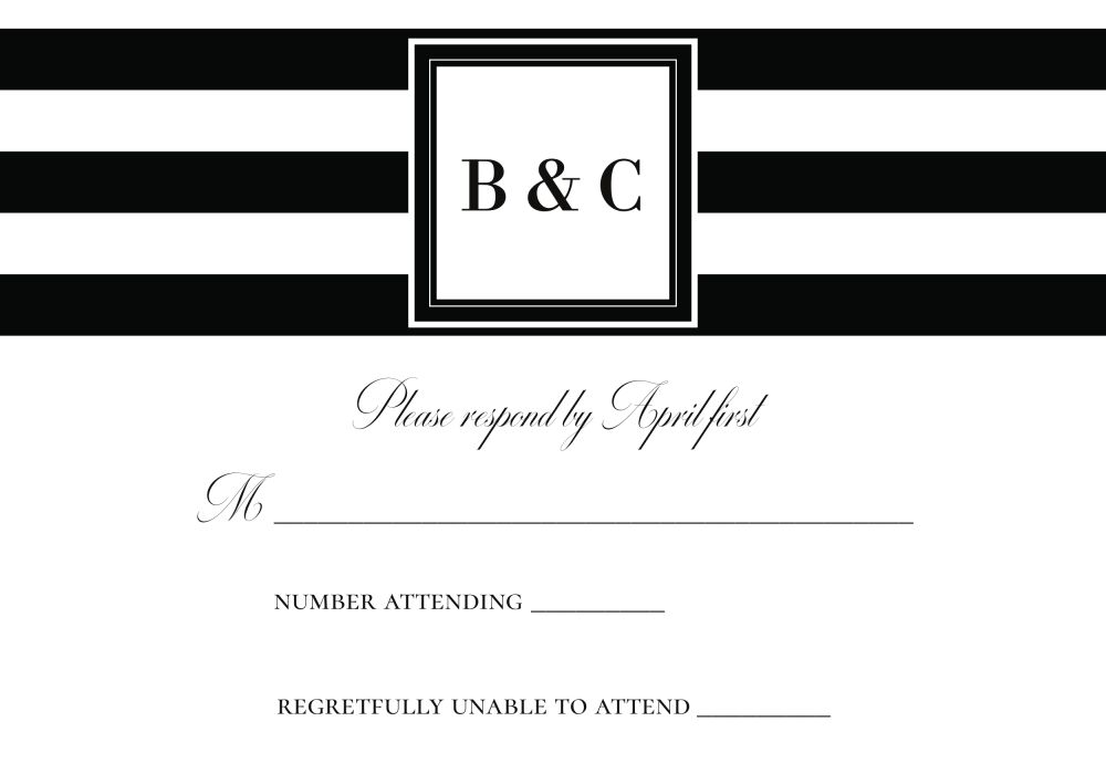 Black and White Stripes Reply Card 