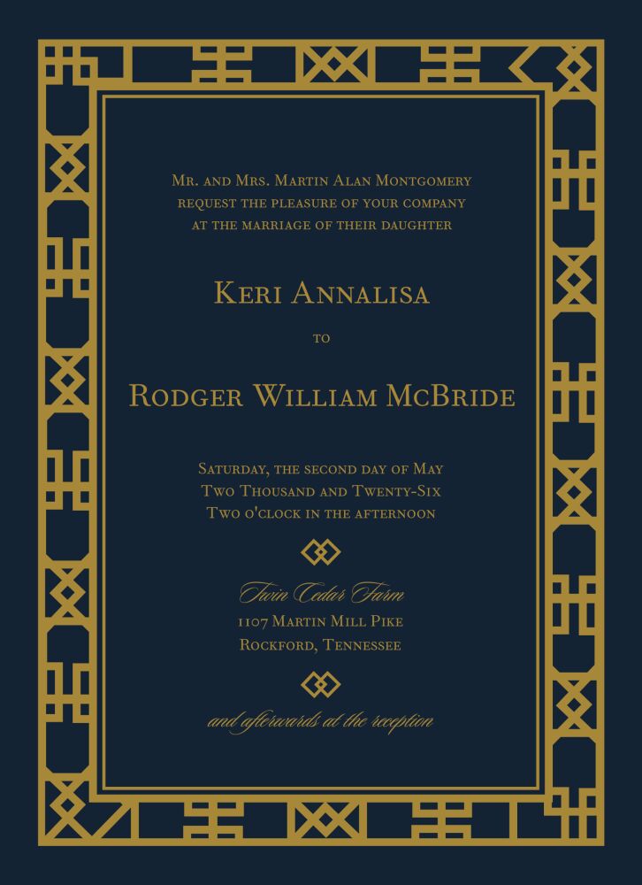 Navy Art Deco Invitation