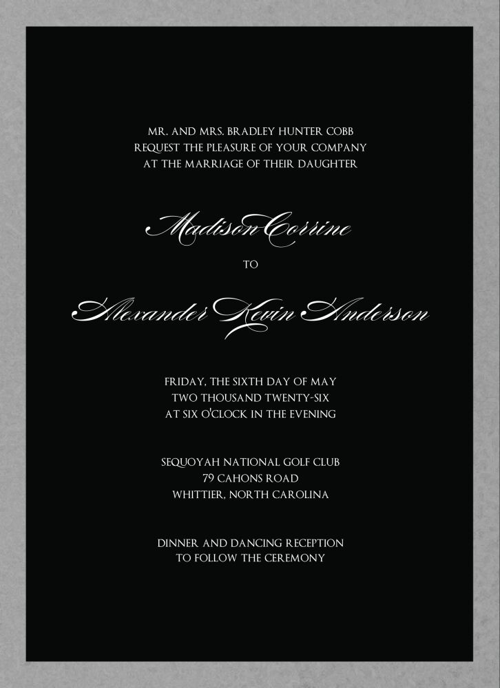 Brilliant Border on Black Foil-Pressed Invitation