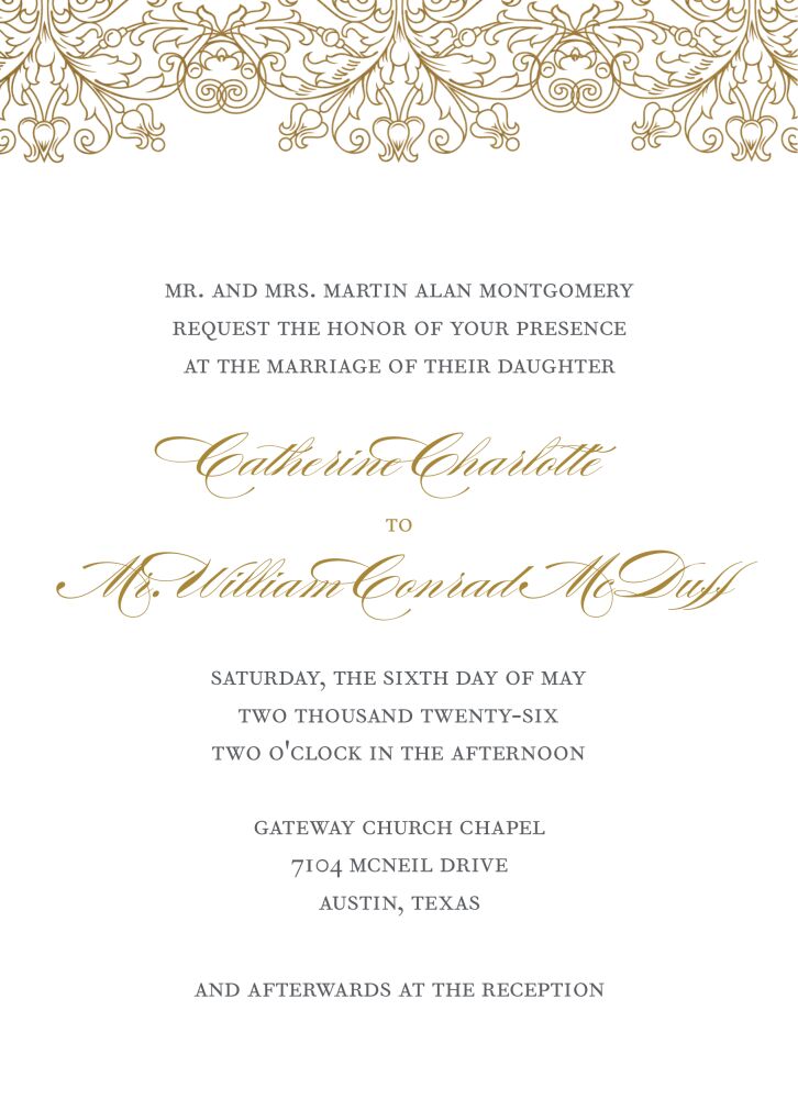 Gilded Lace Foil-Pressed Invitation