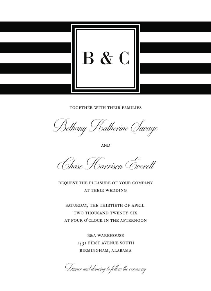 Black and White Stripes Invitation 