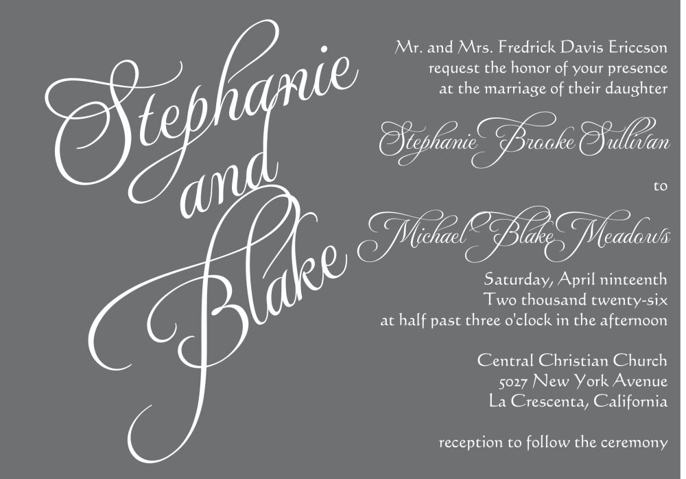 Grey Calligraphic Names Invitation