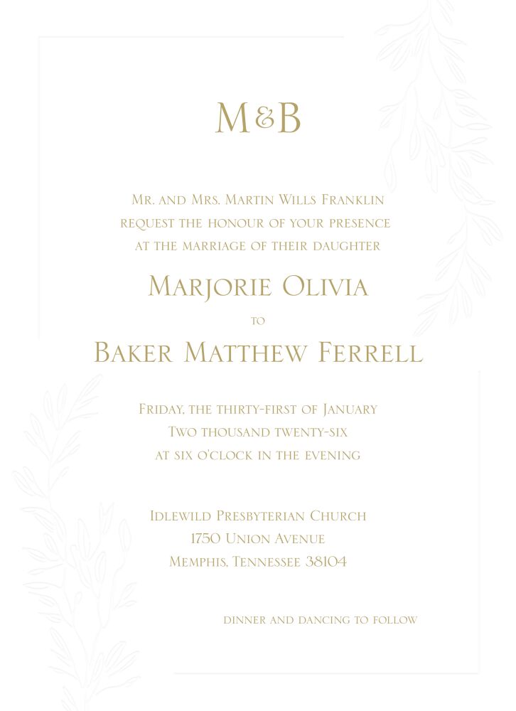 Branches Blind Debossed Invitation