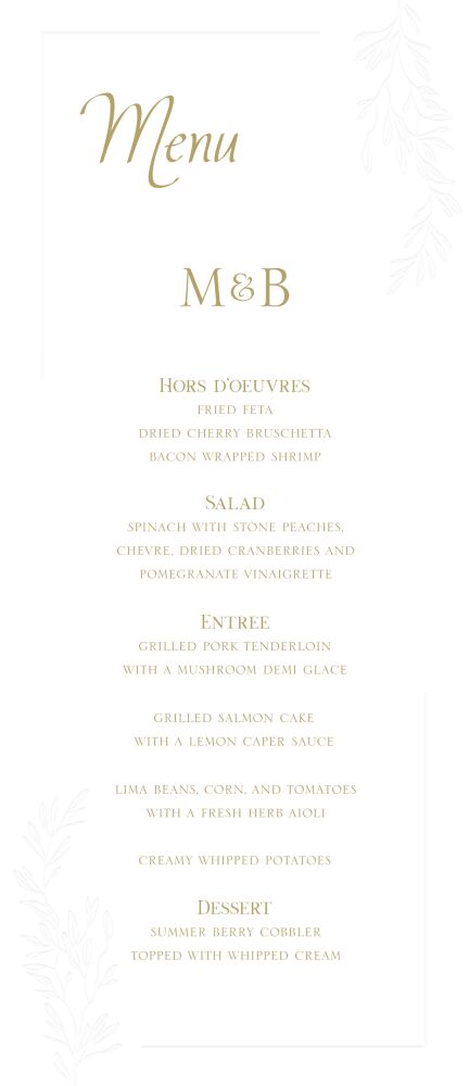 Branches Blind Debossed Menu