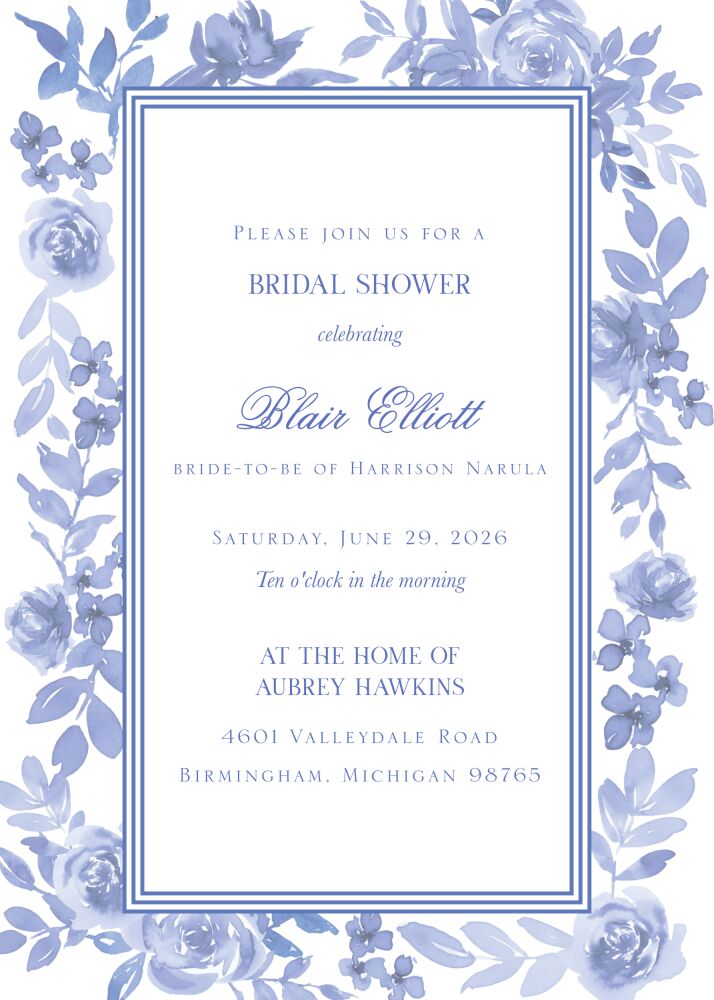 Pale Blue Border Invitation