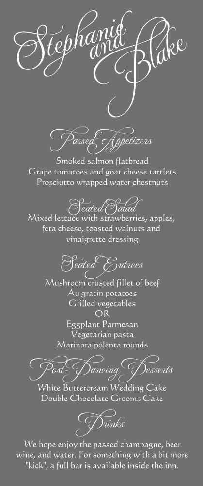 Grey Calligraphic Names Menu