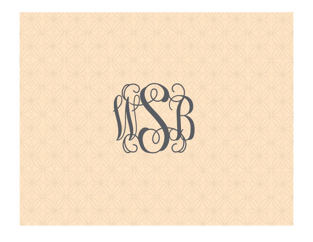 Peach Monogram Folded Notecard
